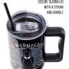 Silver Buffalo Chucky Wanna Play Stainless Steel Tumbler with Handle and Straw, Fits in Standard Cup Holder, 40 Ounces(On Wednesdays We Wear Black)