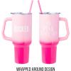 Silver Buffalo Chucky Wanna Play Stainless Steel Tumbler with Handle and Straw, Fits in Standard Cup Holder, 40 Ounces(Wicked Glinda Pink Perfection)