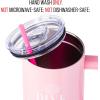 Silver Buffalo Chucky Wanna Play Stainless Steel Tumbler with Handle and Straw, Fits in Standard Cup Holder, 40 Ounces(Wicked Glinda Pink Perfection)