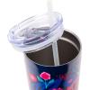 Silver Buffalo Disney Alice in Wonderland Floral Pattern Double Walled Stainless Steel Tumbler with Straw, 22 Ounces, Multicolor