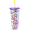 Silver Buffalo Disney Lilo and Stitch Cosmic Surfer Plastic Cold Cup with Lid and Straw Topper, 24 Ounces(Alice in Wonderland Wild Flowers)