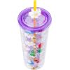 Silver Buffalo Disney Lilo and Stitch Cosmic Surfer Plastic Cold Cup with Lid and Straw Topper, 24 Ounces(Alice in Wonderland Wild Flowers)