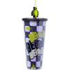 Silver Buffalo Disney Lilo and Stitch Cosmic Surfer Plastic Cold Cup with Lid and Straw Topper, 24 Ounces(Beetlejuice Cockroack)