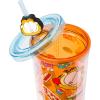 Silver Buffalo Disney Lilo and Stitch Cosmic Surfer Plastic Cold Cup with Lid and Straw Topper, 24 Ounces(Garfield Junk Food)