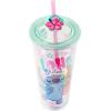 Silver Buffalo Disney Lilo and Stitch Cosmic Surfer Plastic Cold Cup with Lid and Straw Topper, 24 Ounces(Lilo and Stitch Aloha)