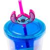 Silver Buffalo Disney Lilo and Stitch Cosmic Surfer Plastic Cold Cup with Lid and Straw Topper, 24 Ounces(Lilo and Stitch Cosmic Surfer)