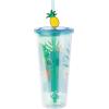 Silver Buffalo Disney Lilo and Stitch Cosmic Surfer Plastic Cold Cup with Lid and Straw Topper, 24 Ounces(Lilo and Stitch Glitter)