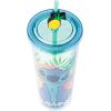 Silver Buffalo Disney Lilo and Stitch Cosmic Surfer Plastic Cold Cup with Lid and Straw Topper, 24 Ounces(Lilo and Stitch Glitter)