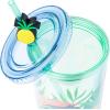 Silver Buffalo Disney Lilo and Stitch Cosmic Surfer Plastic Cold Cup with Lid and Straw Topper, 24 Ounces(Lilo and Stitch Glitter)