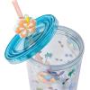 Silver Buffalo Disney Lilo and Stitch Cosmic Surfer Plastic Cold Cup with Lid and Straw Topper, 24 Ounces(Lilo and Stitch Island Chilling)