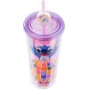Silver Buffalo Disney Lilo and Stitch Cosmic Surfer Plastic Cold Cup with Lid and Straw Topper, 24 Ounces(Lilo and Stitch Life is a Party)