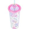 Silver Buffalo Disney Lilo and Stitch Cosmic Surfer Plastic Cold Cup with Lid and Straw Topper, 24 Ounces(Lilo and Stitch and Angel Love Iridescent)