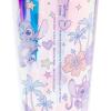 Silver Buffalo Disney Lilo and Stitch Cosmic Surfer Plastic Cold Cup with Lid and Straw Topper, 24 Ounces(Lilo and Stitch and Angel Love Iridescent)