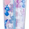 Silver Buffalo Disney Lilo and Stitch Cosmic Surfer Plastic Cold Cup with Lid and Straw Topper, 24 Ounces(Lilo and Stitch and Angel Love You Watercolor)