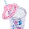Silver Buffalo Disney Lilo and Stitch Cosmic Surfer Plastic Cold Cup with Lid and Straw Topper, 24 Ounces(Lilo and Stitch and Angel Love You Watercolor)