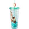 Silver Buffalo Disney Lilo and Stitch Cosmic Surfer Plastic Cold Cup with Lid and Straw Topper, 24 Ounces(Moana)