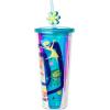 Silver Buffalo Disney Lilo and Stitch Cosmic Surfer Plastic Cold Cup with Lid and Straw Topper, 24 Ounces(Pixar Inside Out 2 Iridescent)