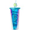 Silver Buffalo Disney Lilo and Stitch Cosmic Surfer Plastic Cold Cup with Lid and Straw Topper, 24 Ounces(Pixar Inside Out 2 Iridescent)