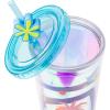 Silver Buffalo Disney Lilo and Stitch Cosmic Surfer Plastic Cold Cup with Lid and Straw Topper, 24 Ounces(Pixar Inside Out 2 Iridescent)