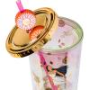Silver Buffalo Disney Lilo and Stitch Cosmic Surfer Plastic Cold Cup with Lid and Straw Topper, 24 Ounces(Pocahontas)