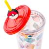 Silver Buffalo Disney Lilo and Stitch Cosmic Surfer Plastic Cold Cup with Lid and Straw Topper, 24 Ounces(Pokemon Faces)