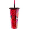 Silver Buffalo Disney Lilo and Stitch Cosmic Surfer Plastic Cold Cup with Lid and Straw Topper, 24 Ounces(Spider-Man)