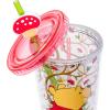 Silver Buffalo Disney Lilo and Stitch Cosmic Surfer Plastic Cold Cup with Lid and Straw Topper, 24 Ounces(Winnie the Pooh Mushrooms)