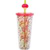 Silver Buffalo Disney Lilo and Stitch Cosmic Surfer Plastic Cold Cup with Lid and Straw Topper, 24 Ounces(Winnie the Pooh Mushrooms)
