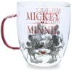 Silver Buffalo Disney Nightmare Before Christmas Forever and Always Glitter Handle Glass Mug, 14 Ounces(Mickey and Minnie Mouse)