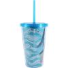 Silver Buffalo Disney Pixar Finding Dory Pipe Pals Glitter Plastic Cold Cup with Lid and Straw, 16 oz, Multicolor