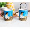 Silver Buffalo Disney Princess Ariel and Eric Boat Scene Shaped Handle Foil 14oz Ceramic Mug – 2 Pack