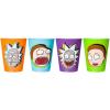 Silver Buffalo Disney Princess Featuring Belle, Snow White, Ariel, and Cinderella Floral 4 Pack Plastic Mini Cup Set, 1.5 Ounces(Rick and Morty)