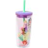 Silver Buffalo Disney Princess Fun and Bold Group Floral 20oz Spill Resistant Plastic Tumbler