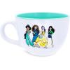 Silver Buffalo Disney Princess Group Shot Featuring Jasmine, Merida, Belle, Mulan, Ariel, Cinderella, Pocahontas, Tiana, and Snow White Ceramic Soup Mug, 24 Ounces