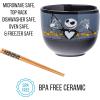 Silver Buffalo Disney Princess Little Mermaid Featuring Ariel Moon Ceramic Ramen Noodle Rice Bowl with Chopsticks, Microwave Safe, 20 Ounces(Nightmare Before Christmas Barbed Fence)