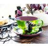 Silver Buffalo Disney Sleeping Beauty Maleficent Ceramic Teacup and Saucer Featuring Maleficent, Diablo, and Maleficent in Dragon Form, 12 Ounces