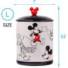 Silver Buffalo Disney Tim Burton Nightmare Before Christmas Moon Hill Graveyard Scene Jack Skellington and Sally Glass Cookie Snack Candy Jar with Lid (Small)(Mickey Mouse Sketches (Ceramic))