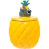 Silver Buffalo Disney Tim Burton Nightmare Before Christmas Moon Hill Graveyard Scene Jack Skellington and Sally Glass Cookie Snack Candy Jar with Lid (Small)(Lilo and Stitch Pineapple (Ceramic Sculpted))