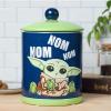 Silver Buffalo Disney Tim Burton Nightmare Before Christmas Moon Hill Graveyard Scene Jack Skellington and Sally Glass Cookie Snack Candy Jar with Lid (Small)(The Mandalorian Baby Yoda Nom Nom (Ceramic))