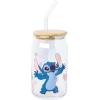 Silver Buffalo Disney Villains Featuring Scar, Maleficent, Ursula, Evil Queen, and Hades Chrome Glass Jar Tumbler with Bamboo Lid and Glass Straw, 16 Ounces(Stitch and Angel (2 Pack))