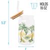 Silver Buffalo Disney Villains Featuring Scar, Maleficent, Ursula, Evil Queen, and Hades Chrome Glass Jar Tumbler with Bamboo Lid and Glass Straw, 16 Ounces(Lilo and Stitch Hammock)