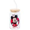 Silver Buffalo Disney Villains Featuring Scar, Maleficent, Ursula, Evil Queen, and Hades Chrome Glass Jar Tumbler with Bamboo Lid and Glass Straw, 16 Ounces(Mickey and Minnie (2 Pack))