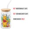 Silver Buffalo Disney Villains Featuring Scar, Maleficent, Ursula, Evil Queen, and Hades Chrome Glass Jar Tumbler with Bamboo Lid and Glass Straw, 16 Ounces(Winnie the Pooh and Piglet)