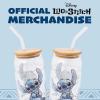 Silver Buffalo Disney Villains Featuring Scar, Maleficent, Ursula, Evil Queen, and Hades Chrome Glass Jar Tumbler with Bamboo Lid and Glass Straw, 16 Ounces(Lilo and Stitch Sitting)