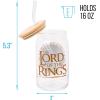 Silver Buffalo Disney Villains Featuring Scar, Maleficent, Ursula, Evil Queen, and Hades Chrome Glass Jar Tumbler with Bamboo Lid and Glass Straw, 16 Ounces(Lord of the Rings)
