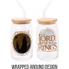 Silver Buffalo Disney Villains Featuring Scar, Maleficent, Ursula, Evil Queen, and Hades Chrome Glass Jar Tumbler with Bamboo Lid and Glass Straw, 16 Ounces(Lord of the Rings)