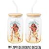 Silver Buffalo Disney Villains Featuring Scar, Maleficent, Ursula, Evil Queen, and Hades Chrome Glass Jar Tumbler with Bamboo Lid and Glass Straw, 16 Ounces(Moana Enjoy the Waves)