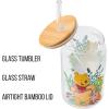 Silver Buffalo Disney Villains Featuring Scar, Maleficent, Ursula, Evil Queen, and Hades Chrome Glass Jar Tumbler with Bamboo Lid and Glass Straw, 16 Ounces(Winnie the Pooh and Piglet)