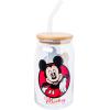 Silver Buffalo Disney Villains Featuring Scar, Maleficent, Ursula, Evil Queen, and Hades Chrome Glass Jar Tumbler with Bamboo Lid and Glass Straw, 16 Ounces(Mickey and Minnie (2 Pack))