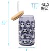 Silver Buffalo Disney Villains Featuring Scar, Maleficent, Ursula, Evil Queen, and Hades Chrome Glass Jar Tumbler with Bamboo Lid and Glass Straw, 16 Ounces(Nightmare Before Christmas Jack Expressions)
